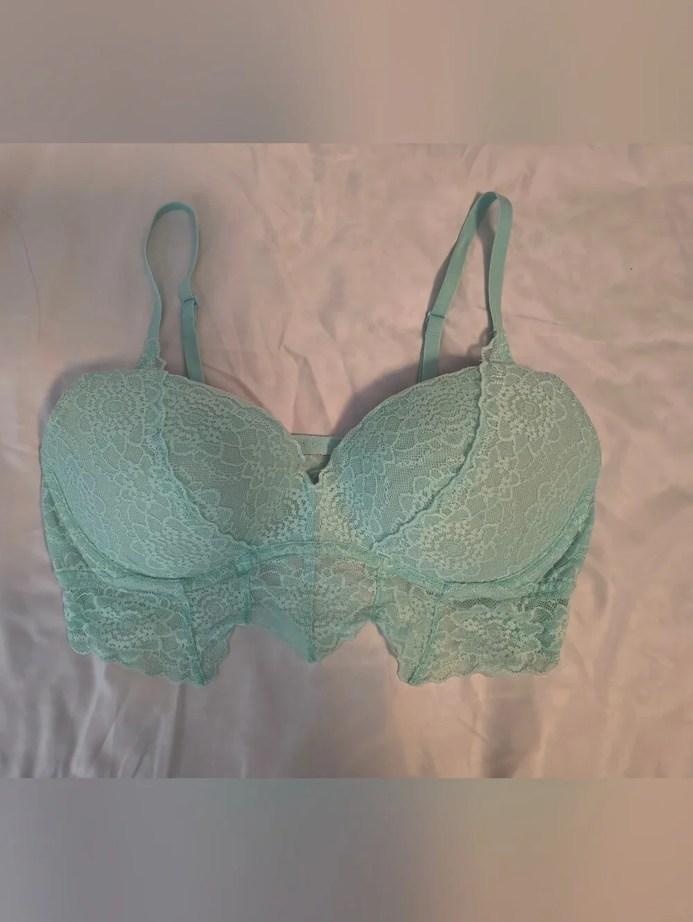 PINK Victoria's Secret Mint Lace Longline Bra